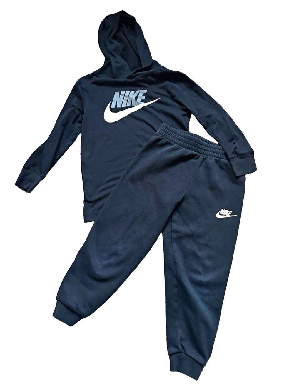 Nike Boy’s 2-Piece Fleece Hoodie & Tapered Pants Set Pockets Black size 6